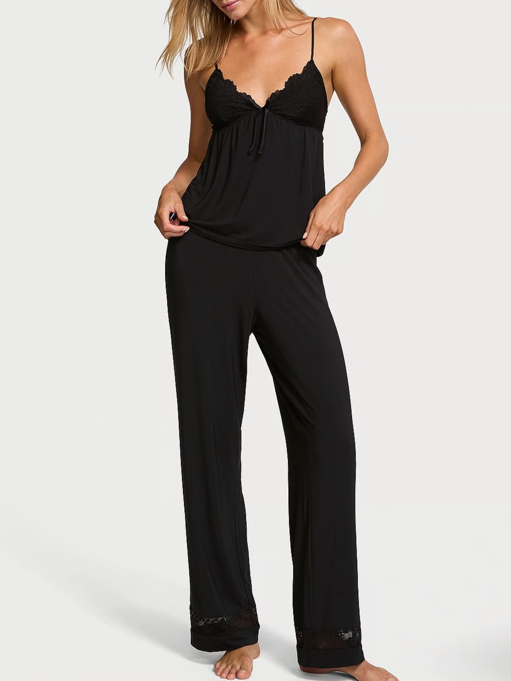 Victoria’s Secret SoSoft™ Modal Lace-Trim Cami & Pants Set in Black
